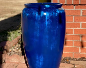 20-27 Inches Tall Beautiful Jar Fiberglass Planter In Shiny Glaze Blue,Plant Pots, Garden Planter, Planter, Home Good Decor.