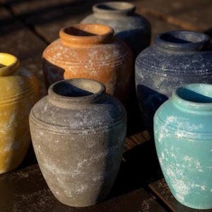 Handmade Concrete Vase: Rustic Antique Finish (9x11 Inches)