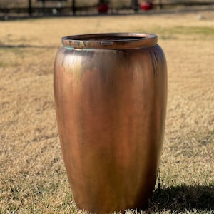 Antique Copper Fiberglass Garden Planter: Weather Resistant, UV Protected (20-27 Inches Tall)
