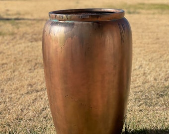 20-27 Inches Tall Fiberglass Planter In Antique copper Beautiful Plant Pots, Garden Planter, Planter, Home Good Decor.