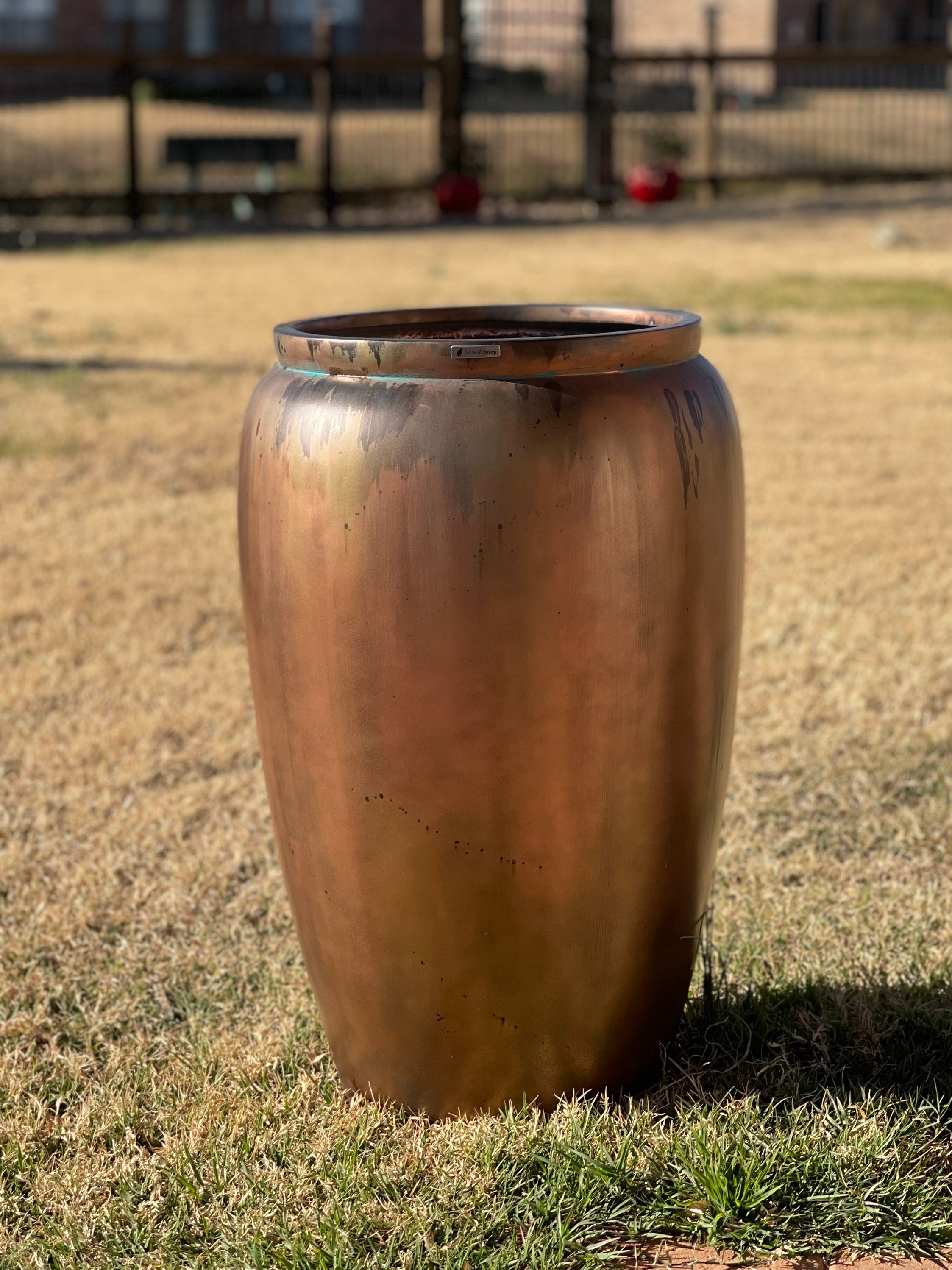 20-27 Inches Tall Fiberglass Planter in Glossy Yellow, Beautiful