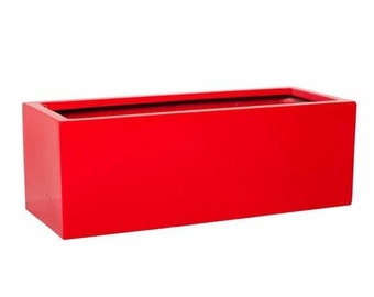 24-45 Inches Large Trough Fiberglass Planter, Home Garden Planter, Finished In Apple Red