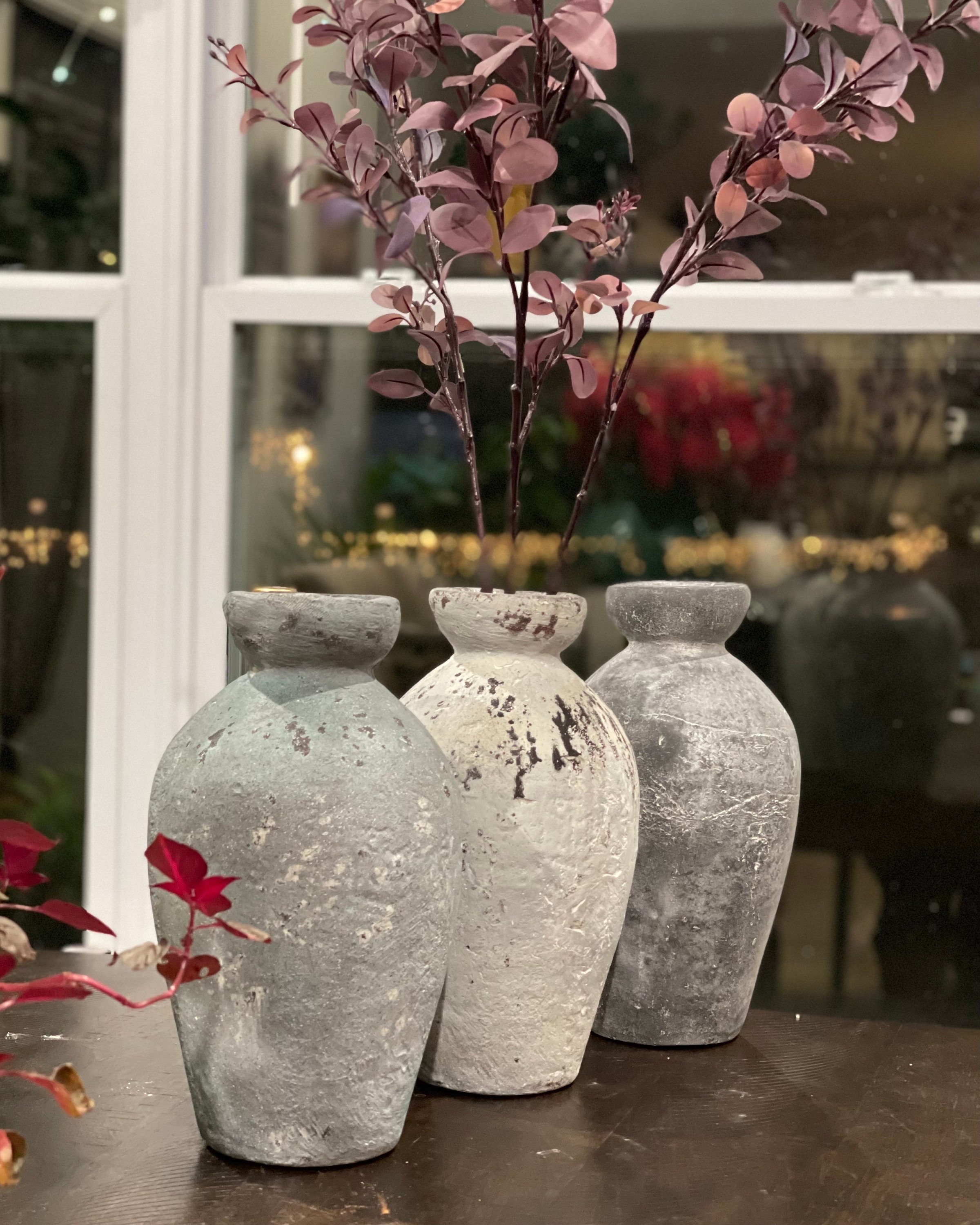 Buy Light Pink Ceramic Curvy Vase - Engraved Floral Pattern