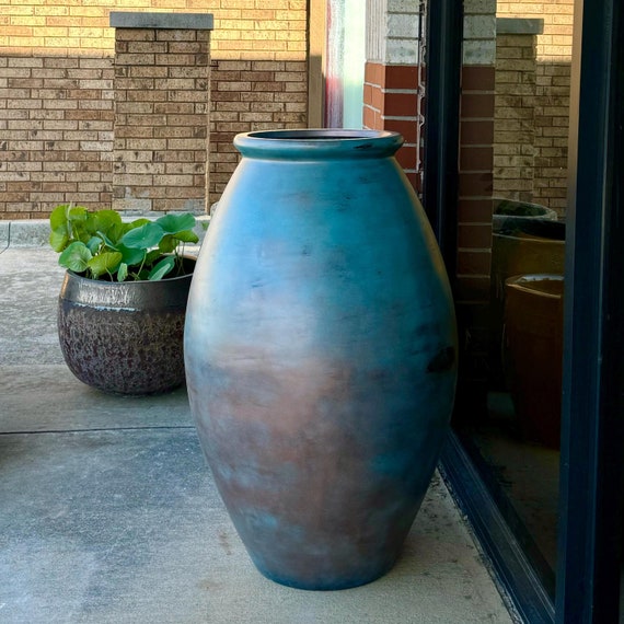 Large Patina Copper Fiberglass Planter: 35-45 Inch Round Jar - Etsy