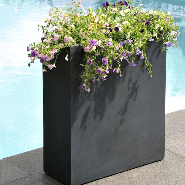 28-31 Inches Tall Terrace Fiberglass Planter, Garden Planter Pot, Finished In AuthGrey
