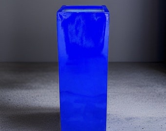 35-47 Inches Tall Fiberglass Planter, Plant Pots, Home Garden Pot In Solid Blue