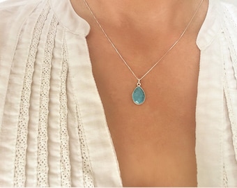 Turquoise Pendant Necklace Turquoise Sterling Silver Necklace Turquoise Jewelry SolaJewelryCO Turquoise Gemstone Necklace Layered Necklace