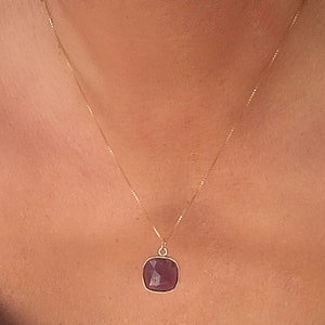 Square Amethyst Pendant Necklace Amethyst Jewelry SolaJewelryCO
