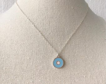 Sterling Silver Evil Eye Blue Necklace, Evil Eye Jewelry, Jewelry Gift, SolaJewelryCO Layering Necklace Evil Eye