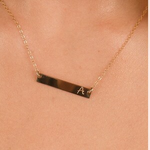 Gold Filled Initial Bar Necklace Personalized Bar Necklace Customized Bar Necklace Hand Stamped Jewelry SolaJewelryCO
