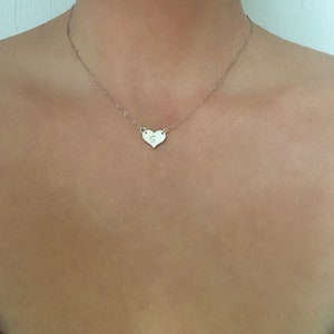 Sterling Silver Heart Initial Necklace Dainty Heart Necklace SolaJewelryCo Silver Heart Jewelry Personalized Heart Necklace SolaJewelryCO
