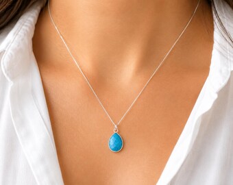 Turquoise Pendant Necklace Turquoise Sterling Silver Necklace Turquoise Jewelry SolaJewelryCO Turquoise Gemstone Necklace Layered Necklace