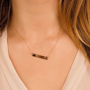 Gold Filled Initial Bar Necklace Personalized Bar Necklace Customized Bar Necklace Hand Stamped Jewelry SolaJewelryCO