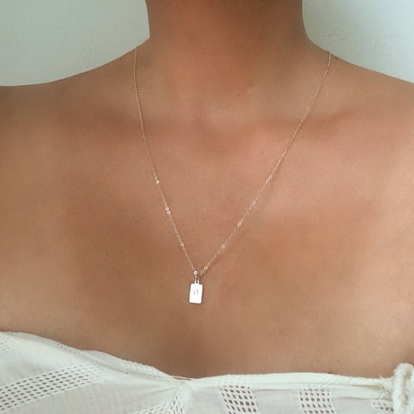 Dainty Sterling Silver Bar Necklace Mini Silver Bar Simple Necklace Sterling Silver Delicate Necklace