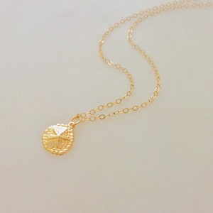 Simple Gold Filled Sand Dollar Necklace Beach Jewelry Layered Necklace BoHo Jewelry Solajewelryco Summer Jewelry