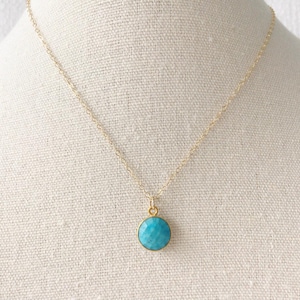 Gold Filled Turquoise Charm Necklace Dainty Small Necklace Petite Jewelry Jewelry Gift