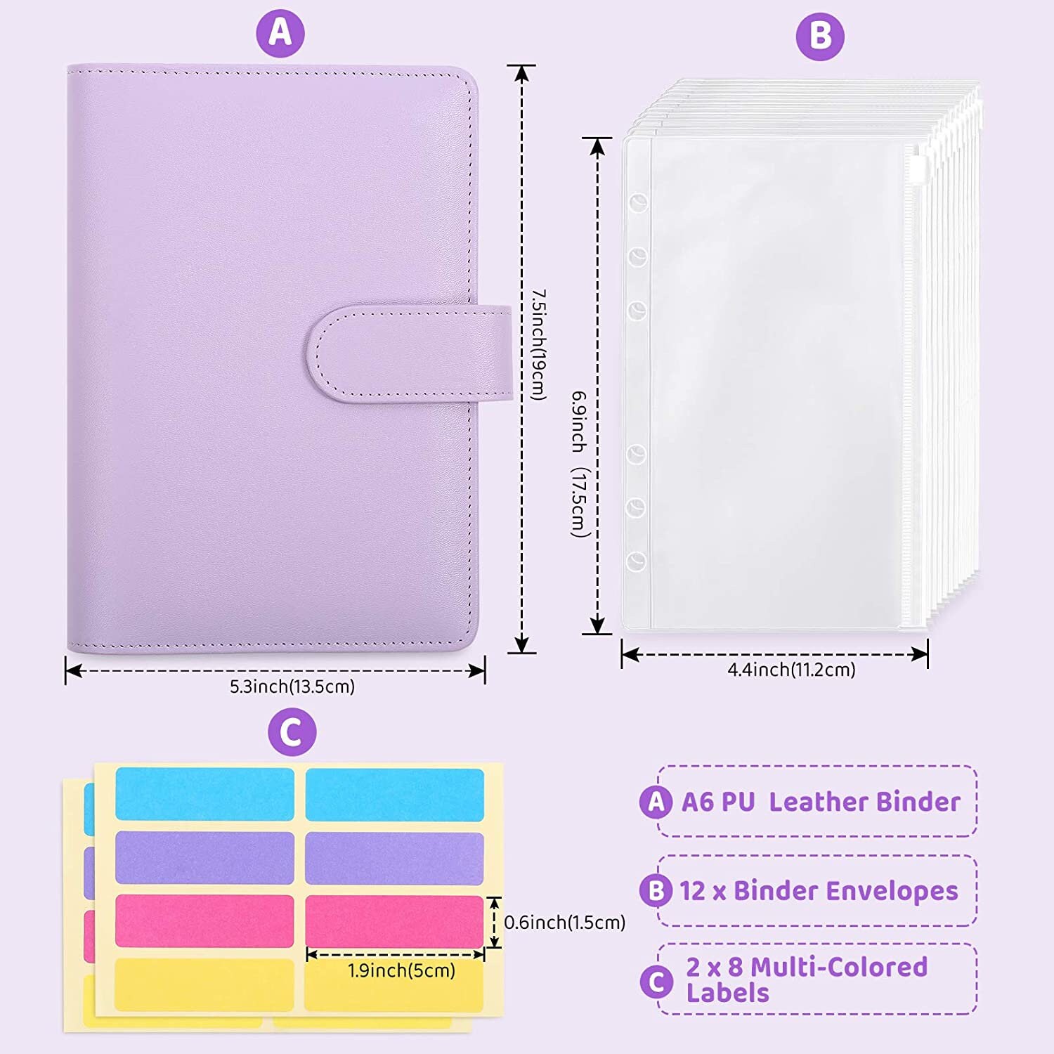 12 Pieces A6 Binder Pockets with A6 PU Leather Binder Cover Etsy
