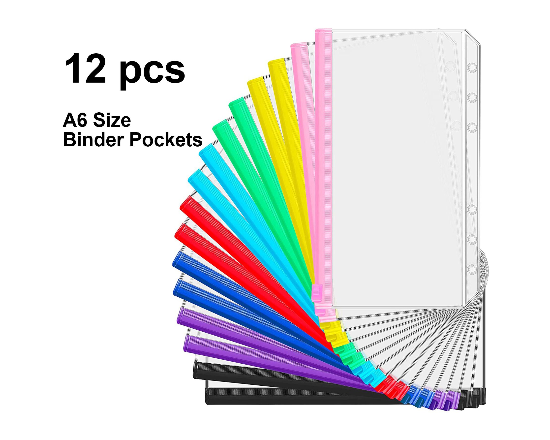 12 PCS Binder Pockets A6 Size 6 Holes Zipper for 6Ring Etsy