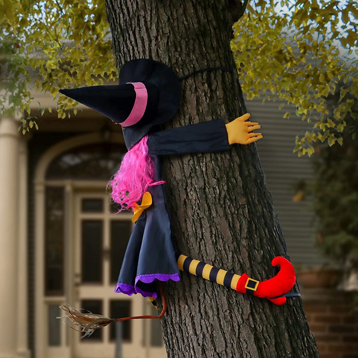 Halloween Crashing Witch Witch Funny Hanging Crashing Into image 0