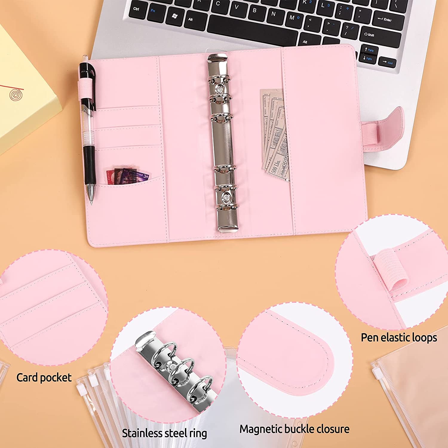 12 Pieces A6 Binder Pockets with A6 PU Leather Binder Cover Etsy