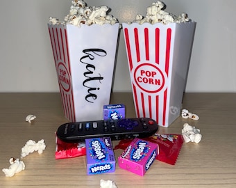 Personalized Name Popcorn Container - Individual size - Family Popcorn Set - Movie Night - Popcorn Party Favor