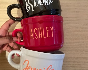 Taza de sopa grande personalizada con nombre, 650 ml