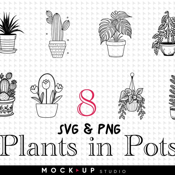 Hand-drawn flowers pot, SVG, monogram flowers pot svg, flowers pot svg bundle, svg cut flower, plants pot svg, Clip art Wildflowers png,