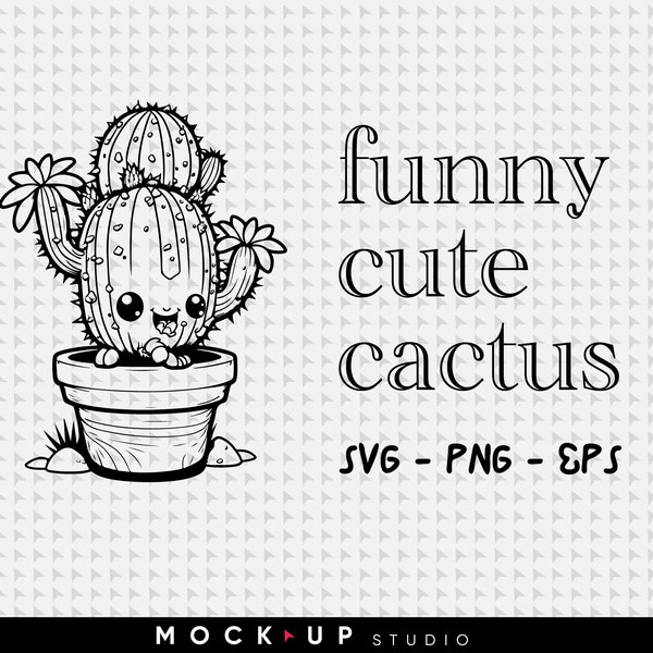 cute cactus svg | kawaii cactus svg | funny svg | cactus monogram svg I cute cactus PNG I funny cactus PNG