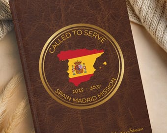 Personalized Missionary Journal Custom Mission Name Dates and Name Leather Look Faith Journal for Elder or Sister Christian Gift Hardcover