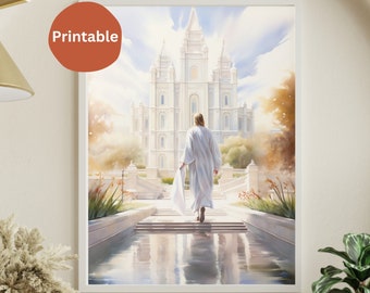 Christ Bright Temple Peaceful and Inspiring Watercolor Digital Download Print