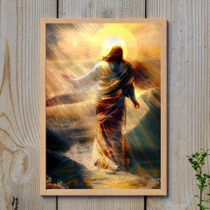 Christ Walking on Water Inspiring Watercolor Digital Download Print