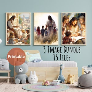 Christ Teaching the Children Prints Bundle Our Savior Teaching Children Christian Lord