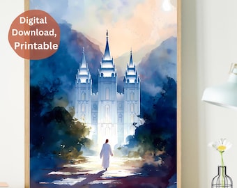 Kristus besöker templets konst: LDS kristen heminredning (digital nedladdning)