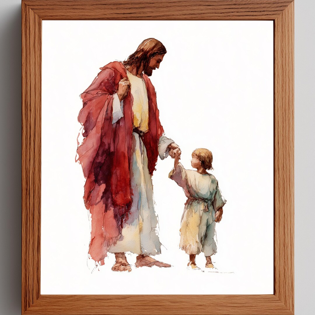 Printable Jesus Christ With Child Watercolor - Spiritual Christian Wall ...