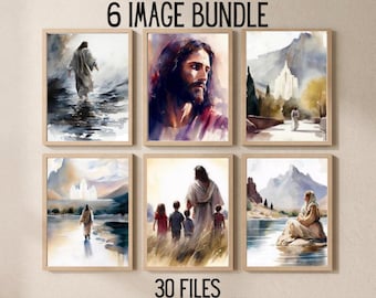 Conjunto de impresiones artísticas SUD en acuarela: Ilustraciones de Jesucristo (Descarga digital)