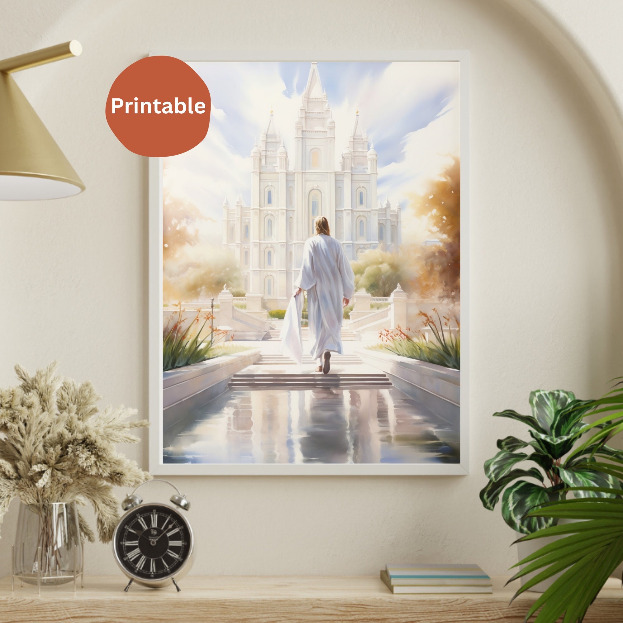 Christ Bright Temple Peaceful and Inspiring Watercolor Digital Download Print