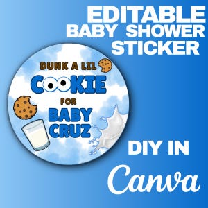 Baby Shower Favor Stickers – Blue Cookie Theme Labels | Digital Download