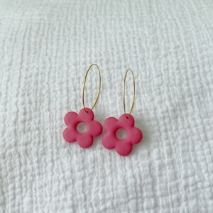 Perfect Pink Daisy Hoops