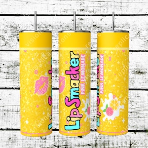 90s Tumbler Wrap, Lip Smacker Tumbler PNG graphic for 20oz sublimation Tumbler Made in the 90s, nostalgia, Chapstick Tumbler, pink lemonade