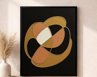 Black Matte Gold Abstract Art Print | Modern Minimalist Wall Decor (Digital Download)