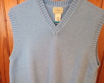 Men's Vintage Y2K "L.L. Bean" Blue Cotton Pullover Sleeveless Vest Small Regular New