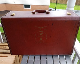 Vintage Hard Side Brown Salesman Sample Suitcase Rust Craft Greeting Cards 25"x 15"x11"