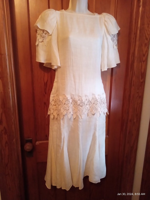 Vintage 1960's Linen "Capriccio by digna" Lacey G… - image 1