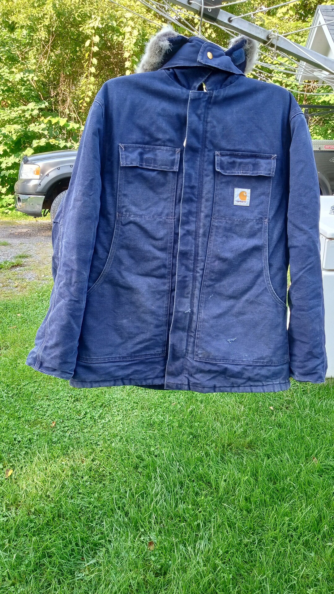 True Vintage 1990's carhartt Chore Coat Blue Etsy