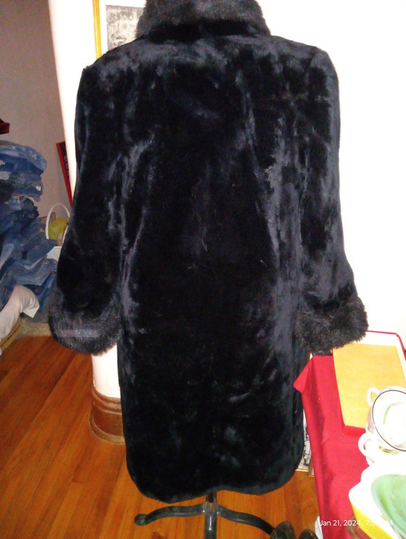 True Vintage 1990's "Monterey" Black Faux Fur Ful… - image 4
