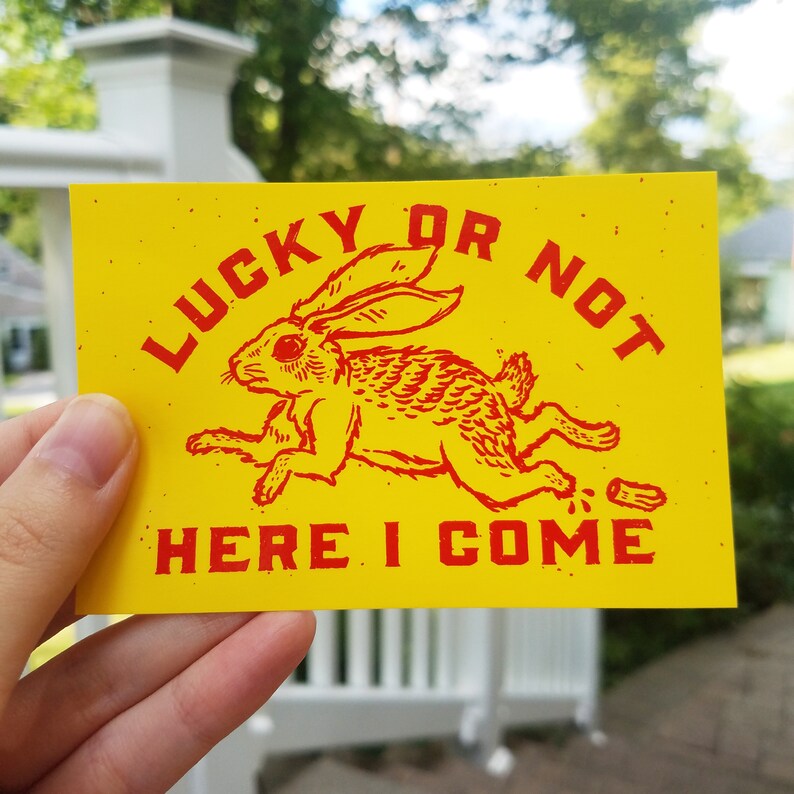 Lucky or Not Here I Come Unlucky Rabbit Vinyl Sticker Etsy