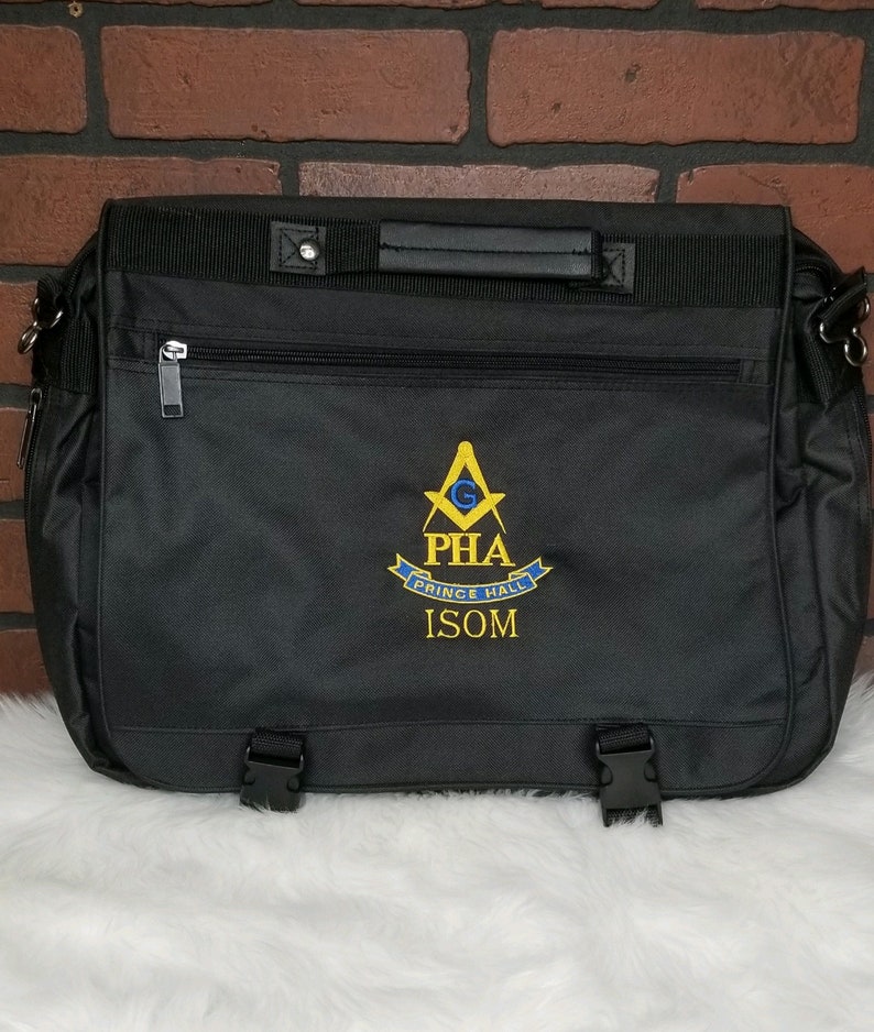 MASONIC BRIEFCASE Computer Bag PHA Custom Embroidered Square & Compass