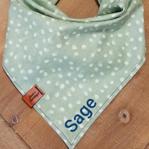 Sage Green Dog Bandana Scarf With Flurry Like White Dots Etsy