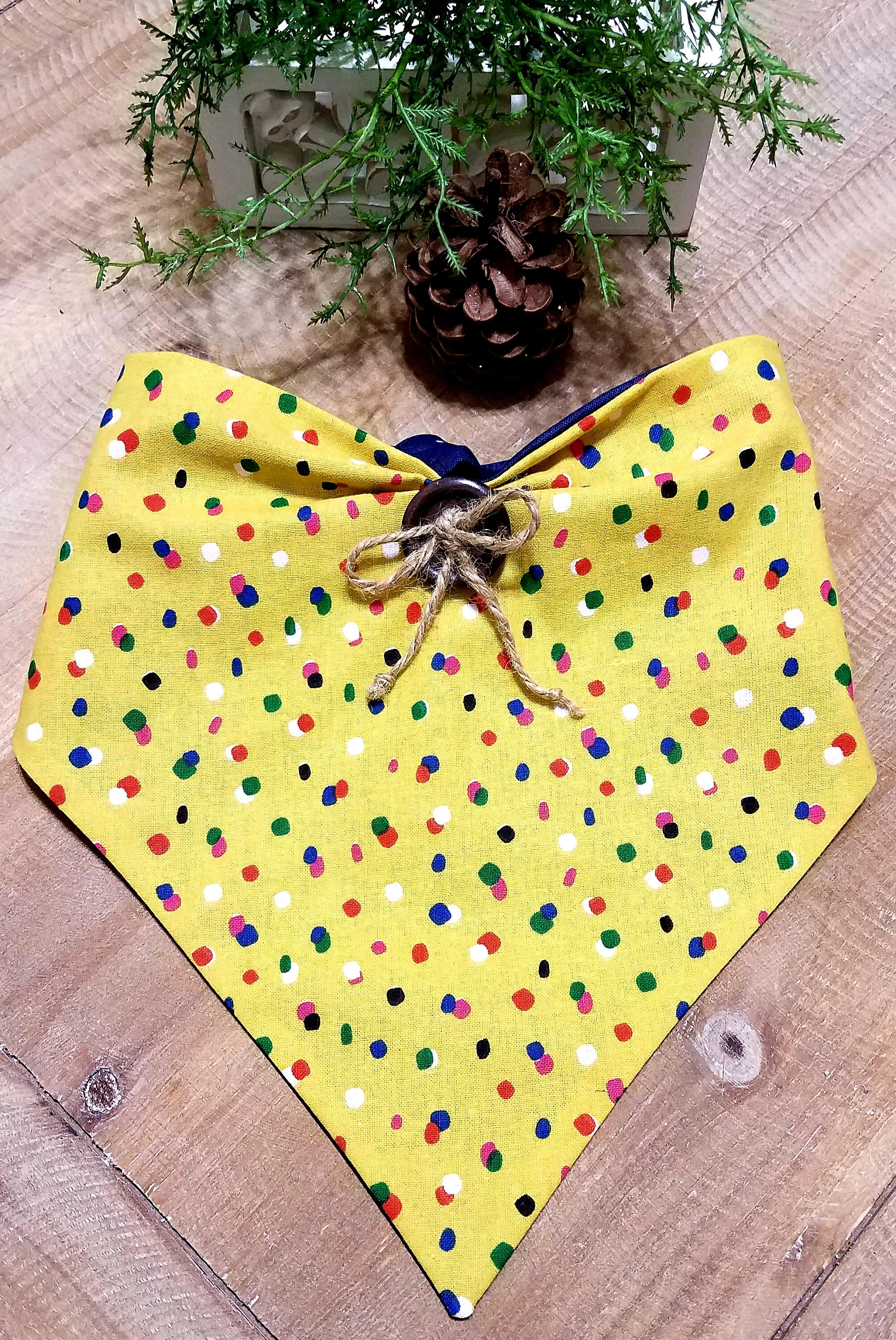 Reversible Senf gelb Hund Bandana Schal w / bunte Konfetti Etsy
