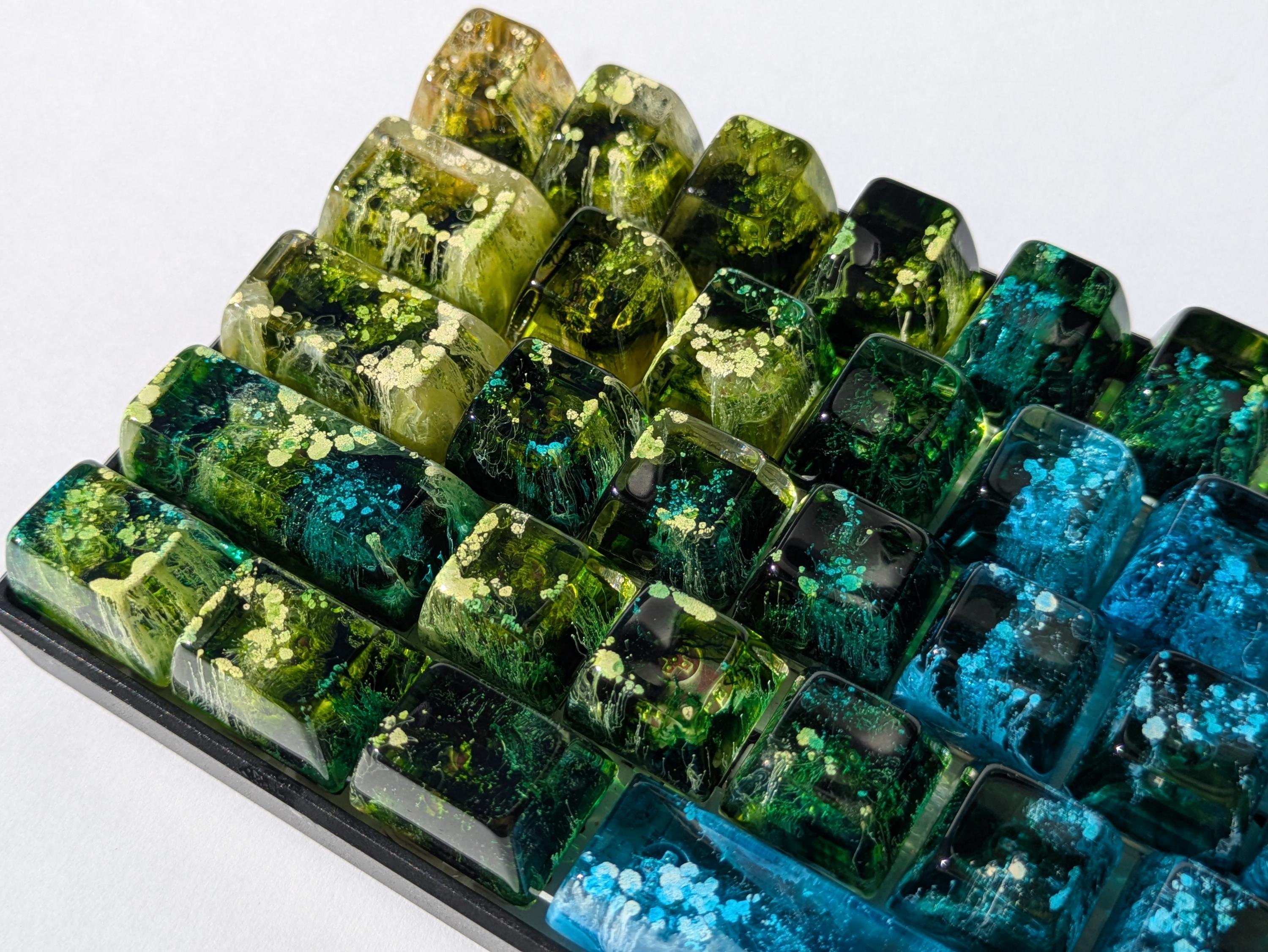 Custom Color Keycaps Custom Color Artisan Keycap 1u-6.25u Resin SA Profile Keycap Handmade ...